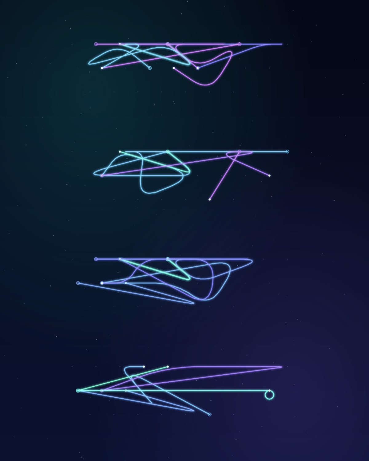Hope is the thing with feathers, drawn as keyboard paths